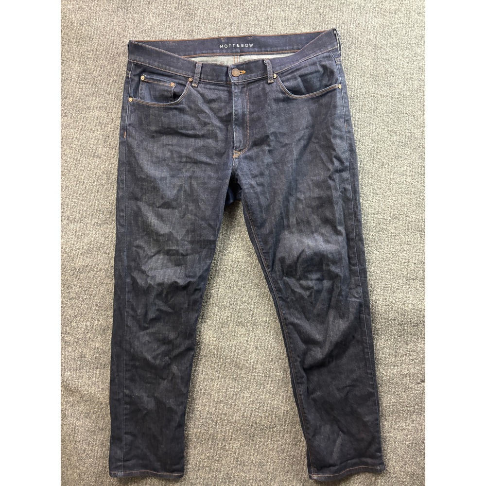 Mott & Bow Slim Jeans Mens 36x30 Dark Indigo Blue Stretch Denim Pants